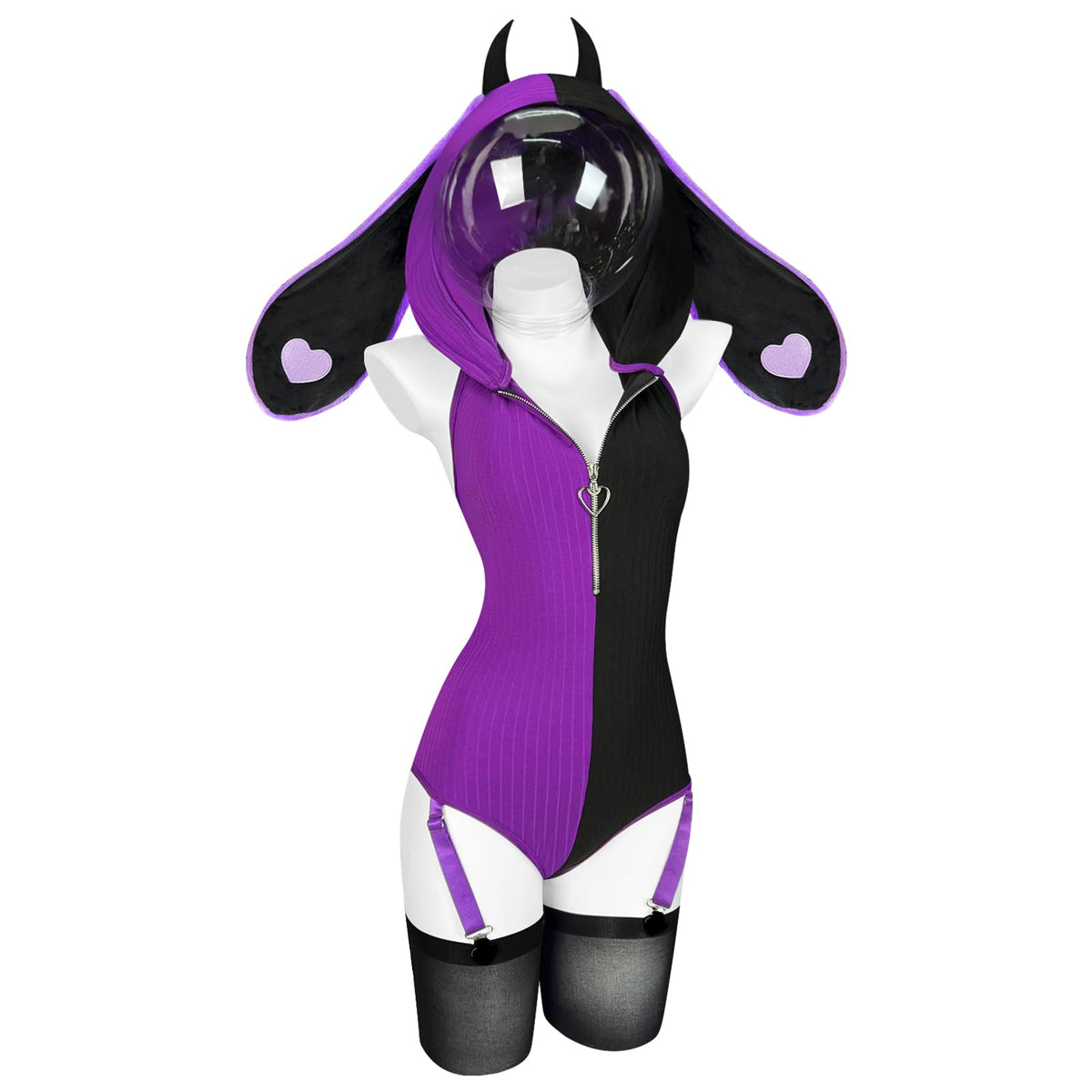 Demon Bunny Cosplay Lingerie Striped Bodysuit | Bunny Lingerie, Exotic Costumes, Demon Bunny, Jail Costume, Striped Costume, Halloween Costume, Festival Outfit