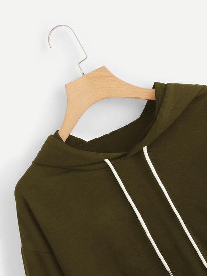 SweatyRocks Femboy Clothes Color Block Long Sleeve Crop Top Hoodie | Femboy Crop Top, Fall Outfits, Striped Sleeve Cropped Hoodies, Pullover Crop Sweatshirt with Hood
