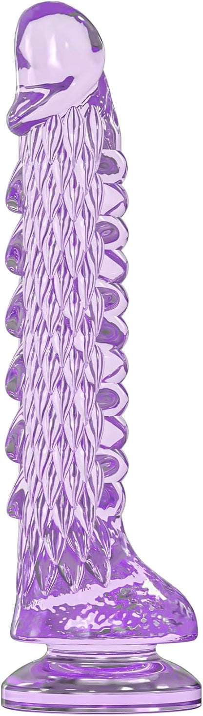7.4 inch Dragon Dildo with Strong Suction Cup for Hands-Free Play,Realistic Monster Dildo Anal Plug Prostate Massager Adult Sex Toys for Vaginal G-Spot and Anal Prostate Purple