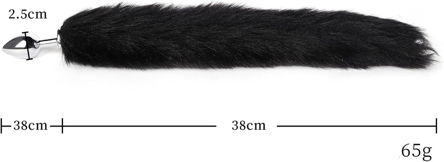 Animal Tail Butt Plug Furry Anal Plush Cat Ears Headband Cosplay Costume Kit Bell Choker Necklace Adjustable Nipple Clamp Sexual Anus Role Play