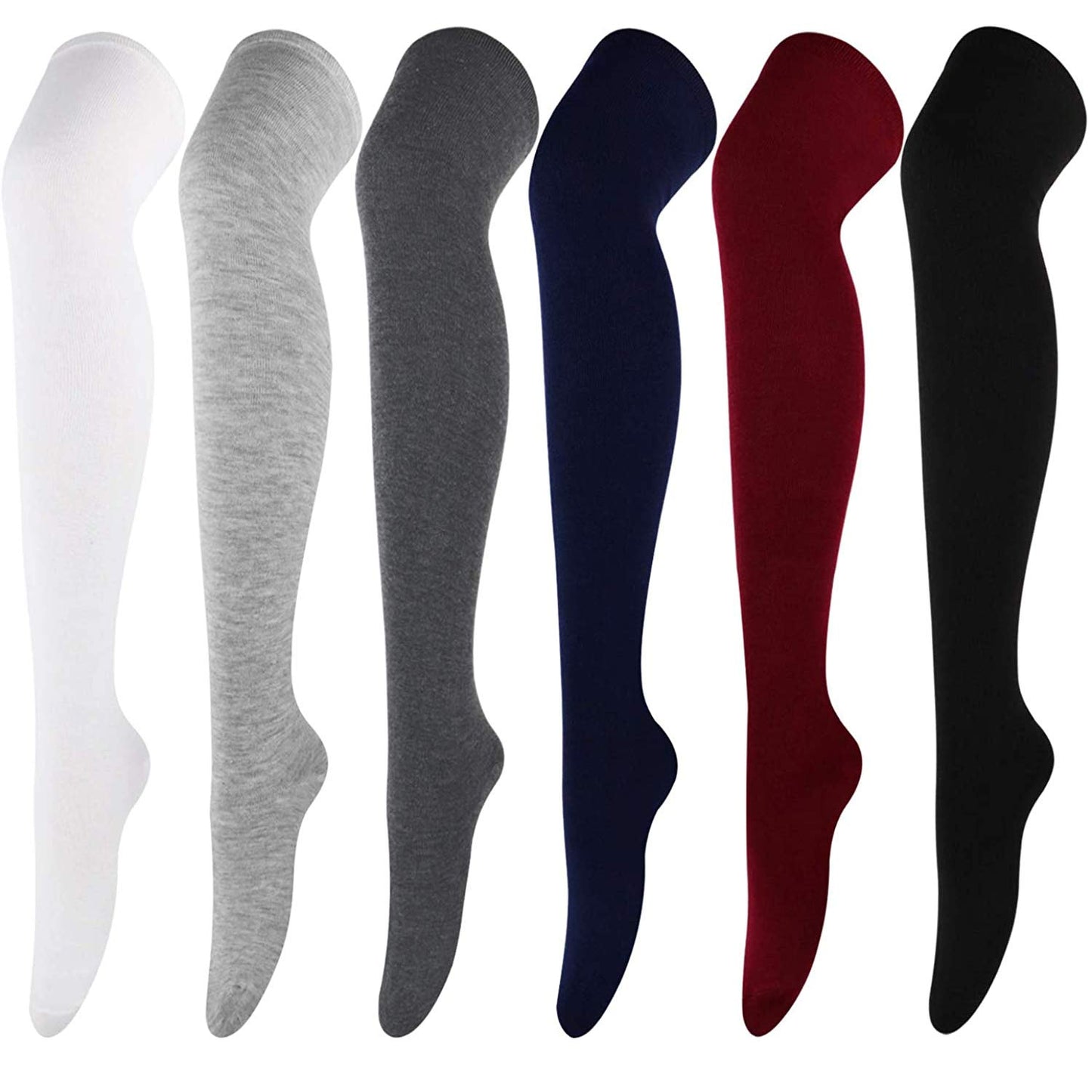 DRESHOW 6 Pairs High Thigh Socks Striped Over Knee Thin Tights Long Stocking Leg Warmer