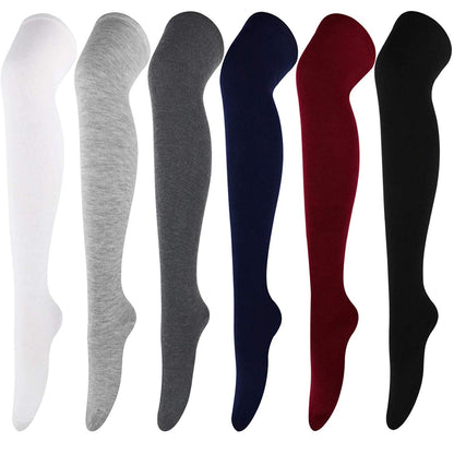 DRESHOW 6 Pairs High Thigh Socks Striped Over Knee Thin Tights Long Stocking Leg Warmer