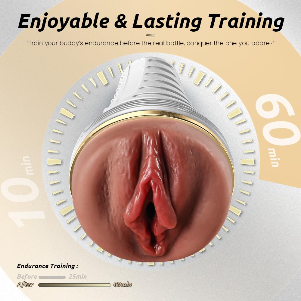 Male Masturbator Realistic Pocket Pussy Vagina Textured with 7.5in Depth Soft and Fleshy Texture,Penis Training Masturbators Sex Machine Toy for Men (Transparent)
