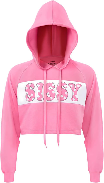 Littleforbig Unisex Pastel Sissy Cropped Hoodie Sweatshirt Casual Long Sleeve Drawstring