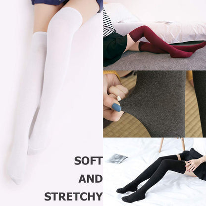 DRESHOW 6 Pairs High Thigh Socks Striped Over Knee Thin Tights Long Stocking Leg Warmer
