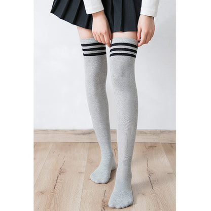 DRESHOW 6 Pairs High Thigh Socks Striped Over Knee Thin Tights Long Stocking Leg Warmer