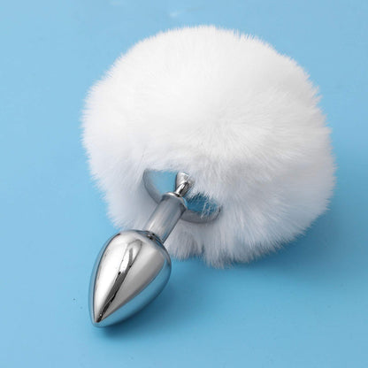 JEATHA Bunny Rabbit Plush Ears Hair Hoop Nose Cover and Rabbit Fur Tail Ball Anal Plug Cosplay Costume Props