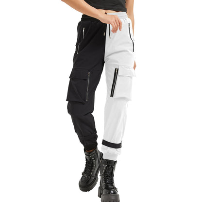 Black Cargo Pants Loose Chained Multi-Pocket Multi-Zip Punk Goth Pants