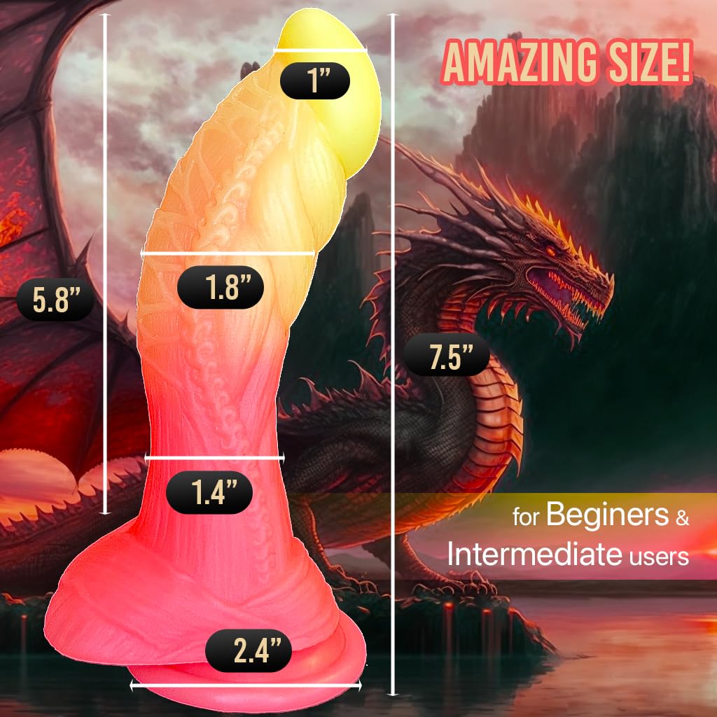 7.2" Fantasy Monster Dildo with Knot U & G-spot Dragon Dildo with Suction Cup, Long Anal Plug Adult Sex Toys & Games for Women Men Couples (DrakoPod)