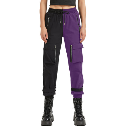 Black Cargo Pants Loose Chained Multi-Pocket Multi-Zip Punk Goth Pants