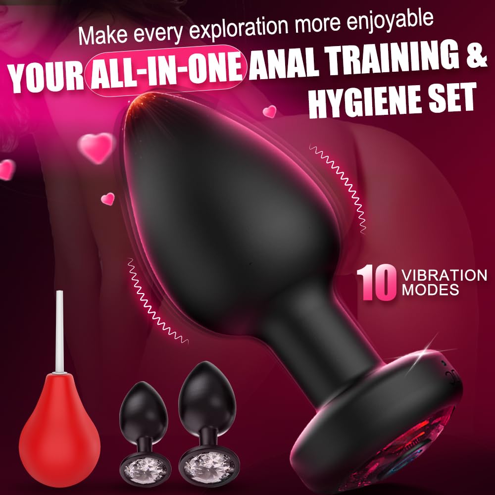 Anal Plug Vibrating Butt Plug, Adult Sex Toys 3PCS Silicone Anal Plugs, Anal Sex Toys with Remote Control 10 Vibrating Vibrator for Men, Anal Toys Adult Sex Toy & Games Prostate Massager