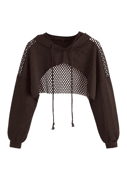 SweatyRocks Casual Cut Out Long Sleeve Pullover Crop Top Sweatshirt | Cropped Hoodie, Crop Top Hoodies, Long Sleeve Going Out Tops, Fall Fashion Clothes