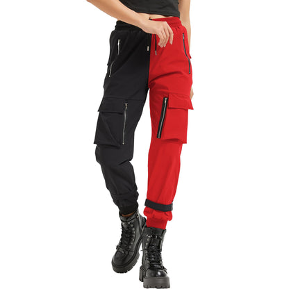 Black Cargo Pants Loose Chained Multi-Pocket Multi-Zip Punk Goth Pants