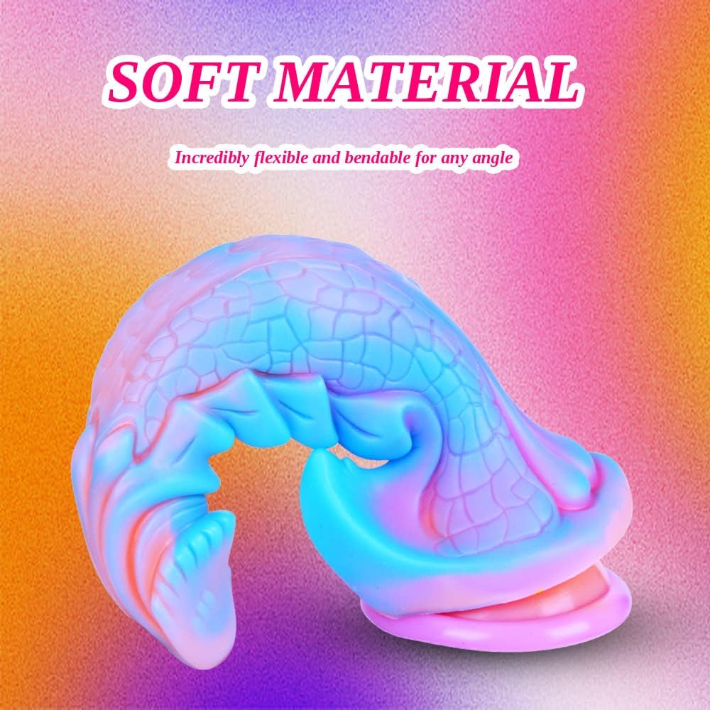 9.8 Inch Huge Fantasy Dildo from Monster with Large Suction Cup, Silicone Dragon Dildo XL Anal Plug Flexible G-spot Adult Big Penis for Women & Men
