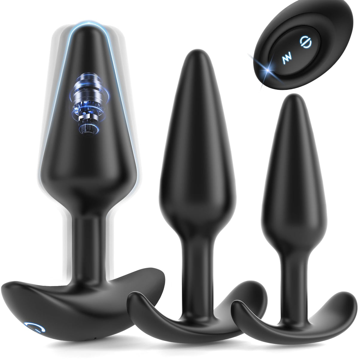 Anal Plug Vibrating Butt Plug, Adult Sex Toys 3PCS Silicone Anal Plugs, Anal Sex Toys with Remote Control 10 Vibrating Vibrator for Men, Anal Toys Adult Sex Toy & Games Prostate Massager