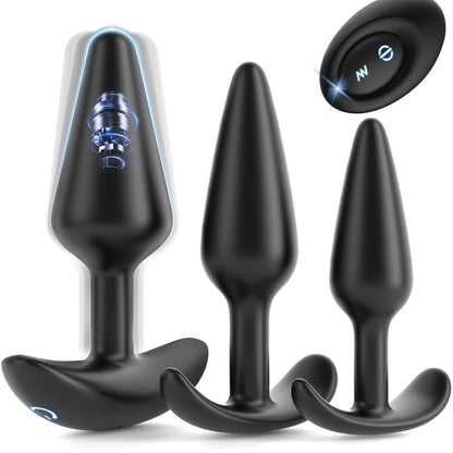 Anal Plug Vibrating Butt Plug, Adult Sex Toys 3PCS Silicone Anal Plugs, Anal Sex Toys with Remote Control 10 Vibrating Vibrator for Men, Anal Toys Adult Sex Toy & Games Prostate Massager