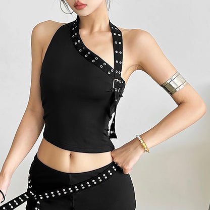 Women Sexy Choker Buckle Halter Neck Crop Tube Top Rave Dance Cami Bandeau Tops