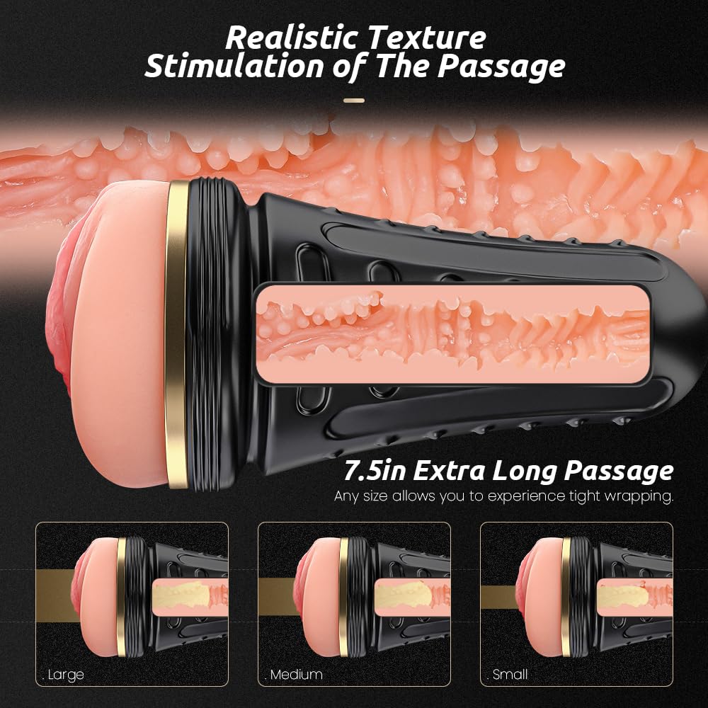 Male Masturbator Realistic Pocket Pussy Vagina Textured with 7.5in Depth Soft and Fleshy Texture,Penis Training Masturbators Sex Machine Toy for Men (Transparent)