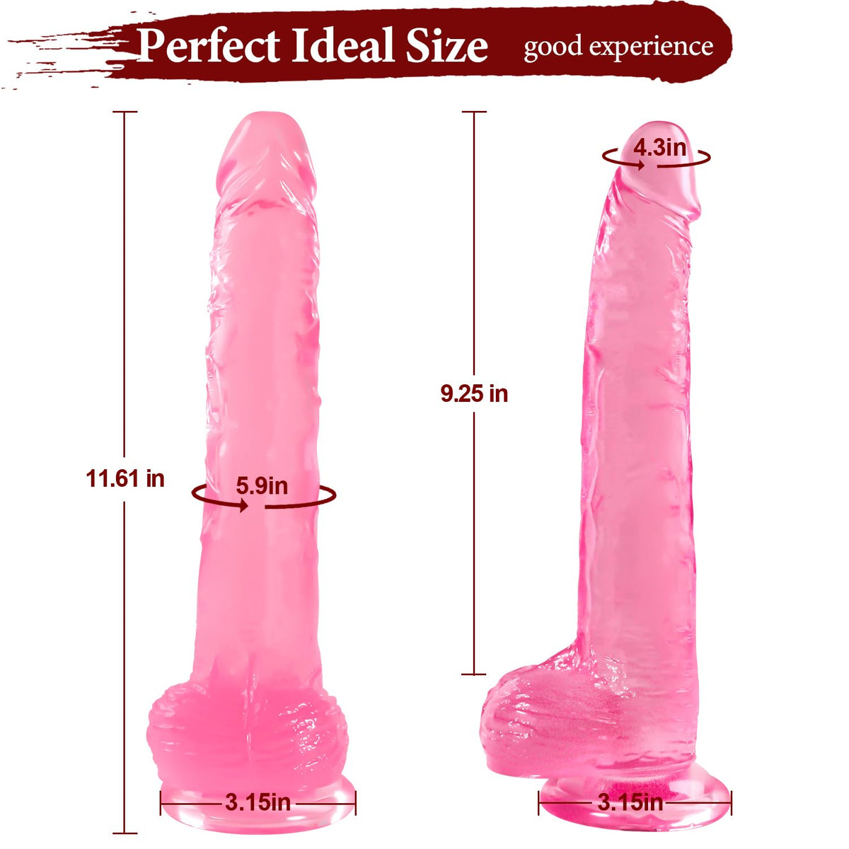 Big Dildo, 11.61 Inch Clear Dildos Lifelike Skin-Touching Feeling, Soft Dildo with Strong Suction Cup, Big Size G-spot Penis Sex Toys for Advanced Women and Men Players