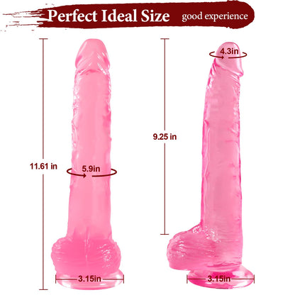 Big Dildo, 11.61 Inch Clear Dildos Lifelike Skin-Touching Feeling, Soft Dildo with Strong Suction Cup, Big Size G-spot Penis Sex Toys for Advanced Women and Men Players