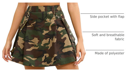 Ruolai Goth Black Pleated Mini Skirt with Chain High Waisted Tennis Skirt