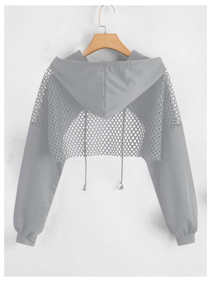 SweatyRocks Casual Cut Out Long Sleeve Pullover Crop Top Sweatshirt | Cropped Hoodie, Crop Top Hoodies, Long Sleeve Going Out Tops, Fall Fashion Clothes