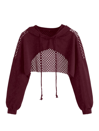 SweatyRocks Casual Cut Out Long Sleeve Pullover Crop Top Sweatshirt | Cropped Hoodie, Crop Top Hoodies, Long Sleeve Going Out Tops, Fall Fashion Clothes