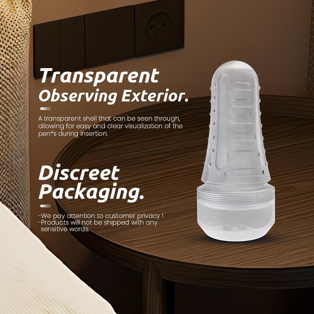Male Masturbator Realistic Pocket Pussy Vagina Textured with 7.5in Depth Soft and Fleshy Texture,Penis Training Masturbators Sex Machine Toy for Men (Transparent)