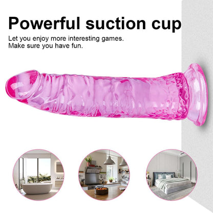 Clear Suction Realistic Dildo Set - 3 Sizes(small6.4'',big7.4'', huge9.6'') for Anal and Vaginal Pleasure - Perfect for Beginners to Advanced Users Lifelike Penis