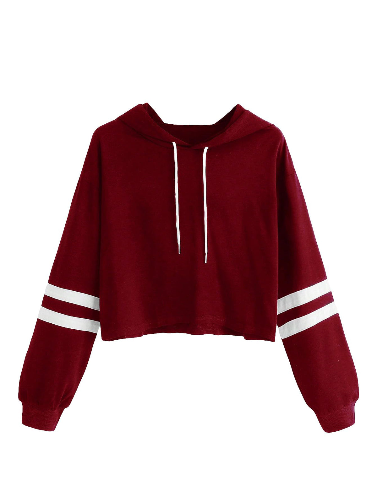 SweatyRocks Femboy Clothes Color Block Long Sleeve Crop Top Hoodie | Femboy Crop Top, Fall Outfits, Striped Sleeve Cropped Hoodies, Pullover Crop Sweatshirt with Hood