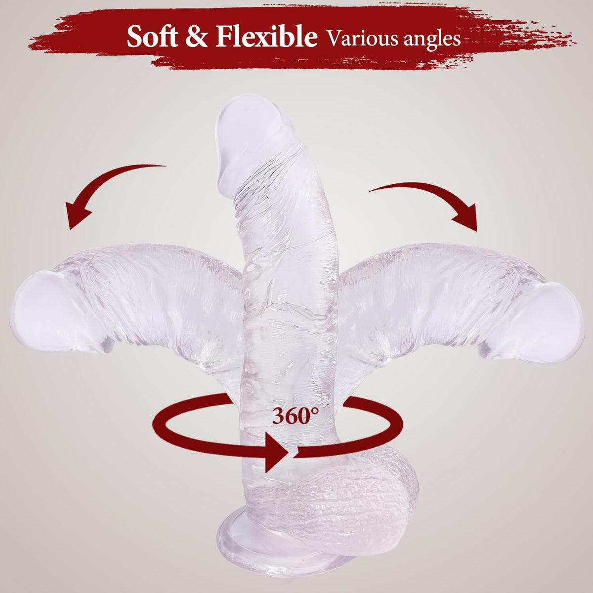 10 Inch Clear Dildo Big Dildos, Soft Realistic Huge Dildo with Strong Suction Cup for Hands-Free and Anal Play, Big G-spot Dildo Anal Sex Toys for Women and Couple