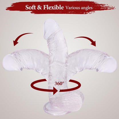 10 Inch Clear Dildo Big Dildos, Soft Realistic Huge Dildo with Strong Suction Cup for Hands-Free and Anal Play, Big G-spot Dildo Anal Sex Toys for Women and Couple