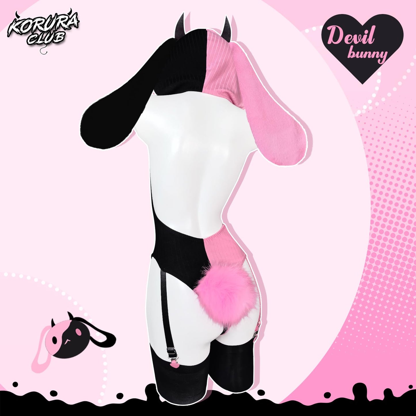 Demon Bunny Cosplay Lingerie Striped Bodysuit | Bunny Lingerie, Exotic Costumes, Demon Bunny, Jail Costume, Striped Costume, Halloween Costume, Festival Outfit