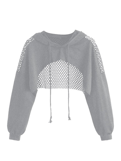 SweatyRocks Casual Cut Out Long Sleeve Pullover Crop Top Sweatshirt | Cropped Hoodie, Crop Top Hoodies, Long Sleeve Going Out Tops, Fall Fashion Clothes