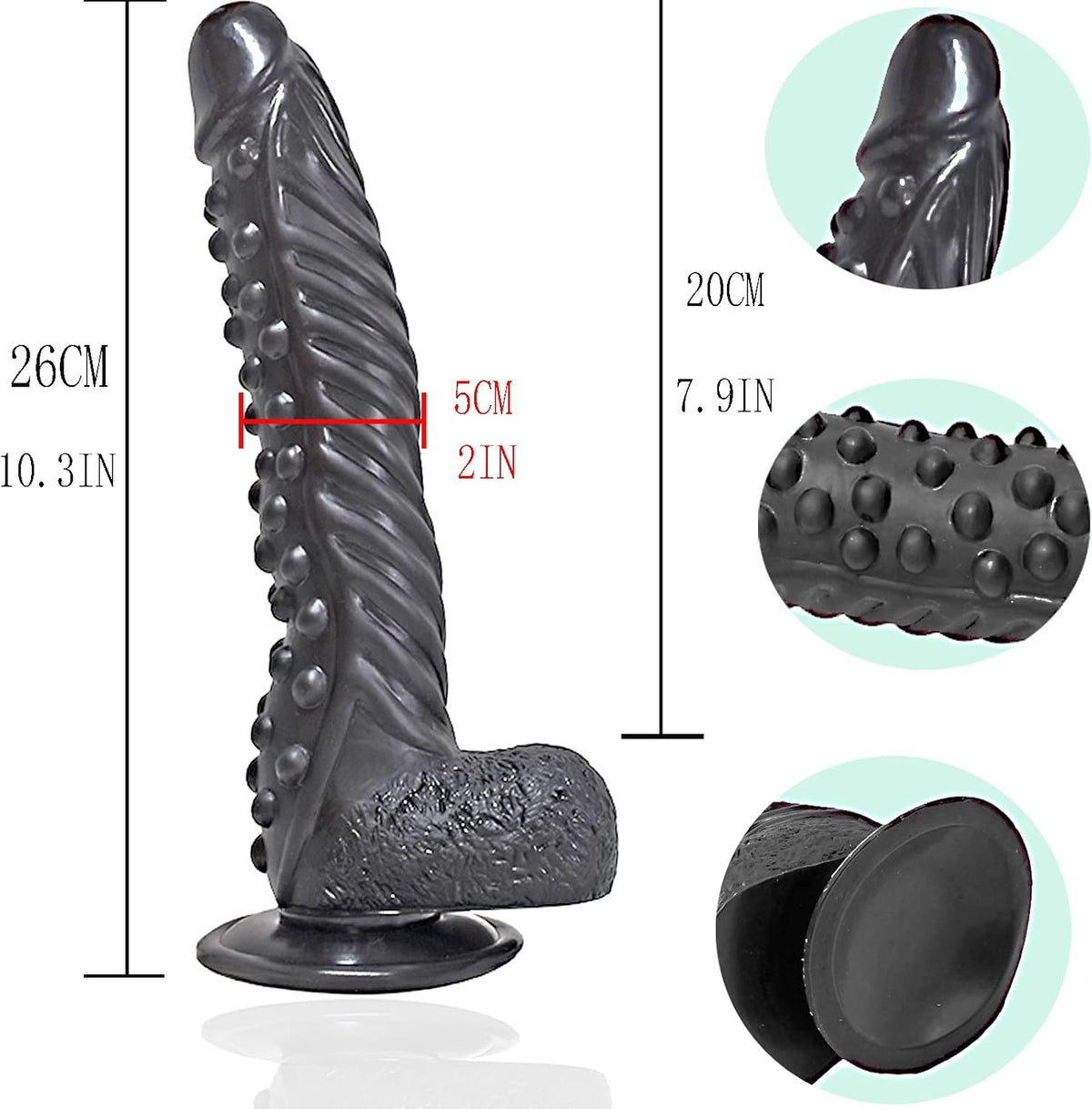 Realistic Dildo 10.6 Inch with Suction Cup Sex Toys Black
