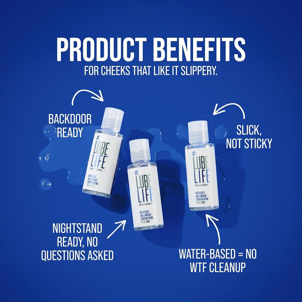 LUBELIFE Water Based 3X Anal Lube, Personal Lubricant, 12 Fl Oz | Extra thick anal glide with triple cushion, non-sticky water-based formula, toy and condom compatible, smooth confident glide