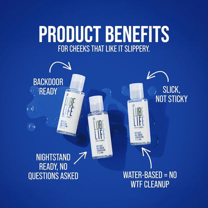 LUBELIFE Water Based 3X Anal Lube, Personal Lubricant, 12 Fl Oz | Extra thick anal glide with triple cushion, non-sticky water-based formula, toy and condom compatible, smooth confident glide