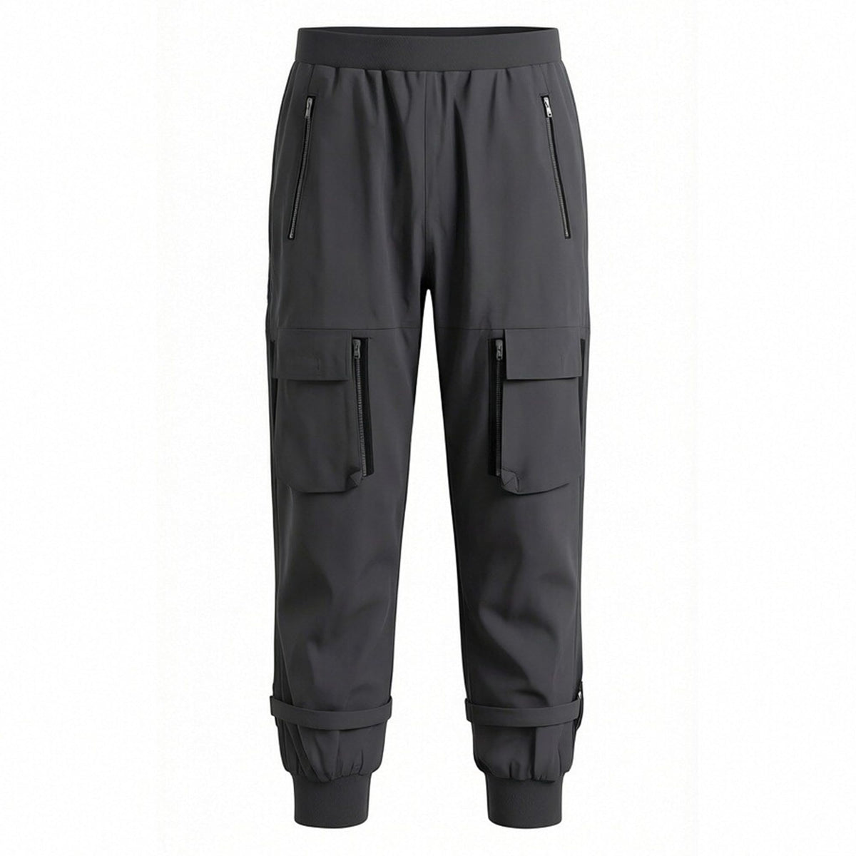 Black Cargo Pants Loose Chained Multi-Pocket Multi-Zip Punk Goth Pants
