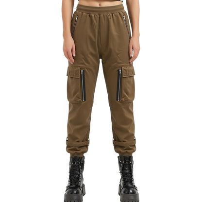 Black Cargo Pants Loose Chained Multi-Pocket Multi-Zip Punk Goth Pants