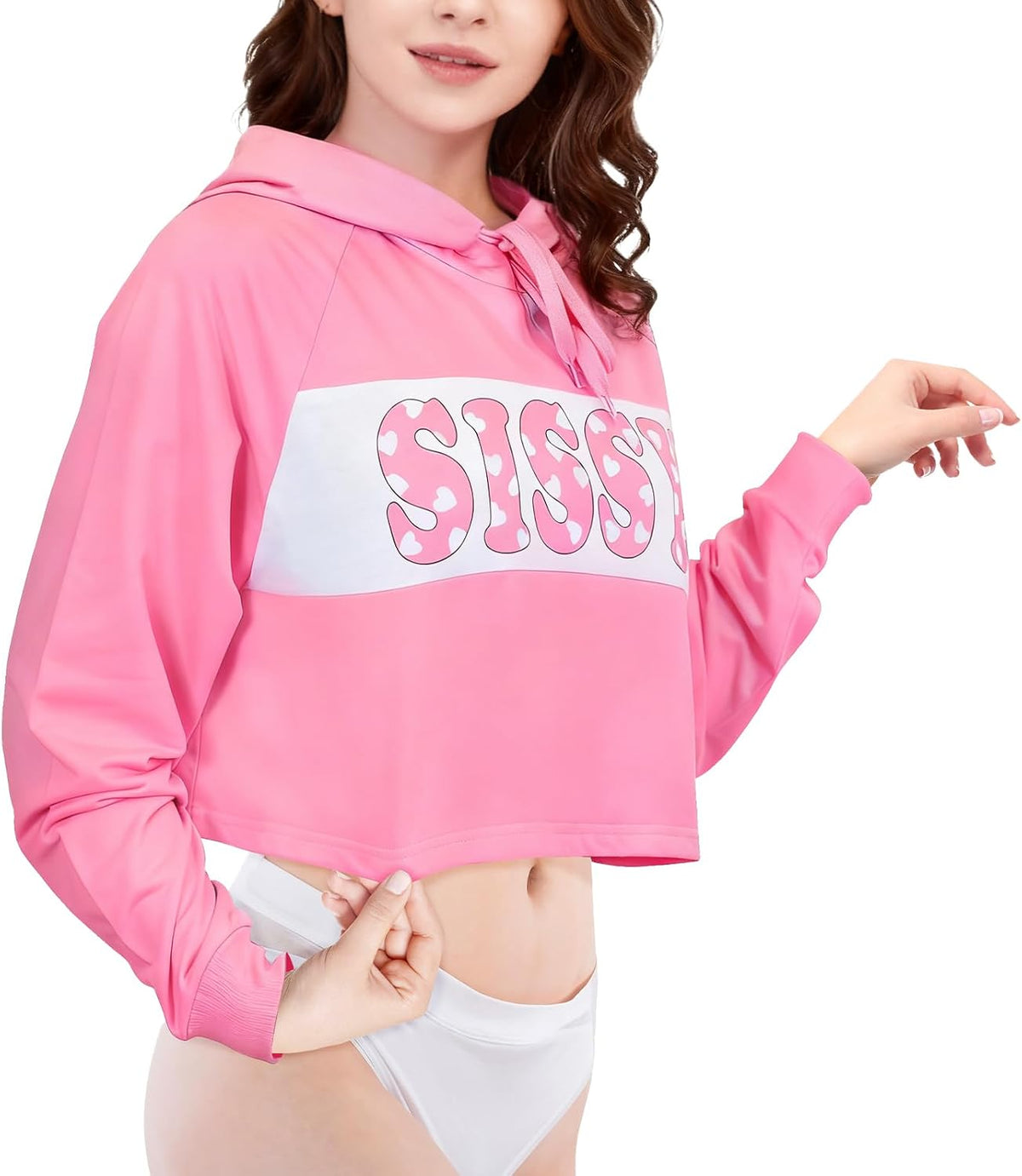 Littleforbig Unisex Pastel Sissy Cropped Hoodie Sweatshirt Casual Long Sleeve Drawstring