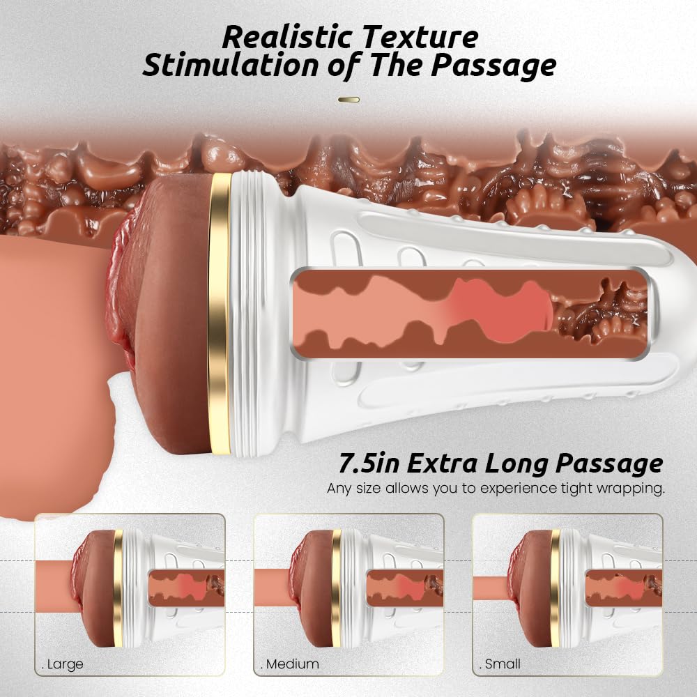 Male Masturbator Realistic Pocket Pussy Vagina Textured with 7.5in Depth Soft and Fleshy Texture,Penis Training Masturbators Sex Machine Toy for Men (Transparent)