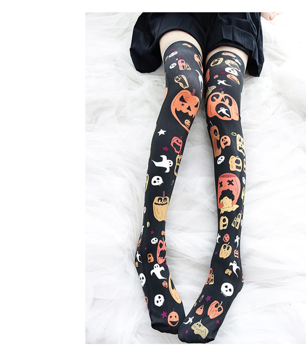 SINROYEE Sexy Cosplay Knee High Stockings Anime Cartoon Printing Thigh High Socks