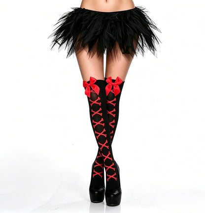 Muineobuka Knee High Scoks with Bow Cute Polka Dot Thigh High Stockings Y2K Lagybug Costume Lolita Accessories