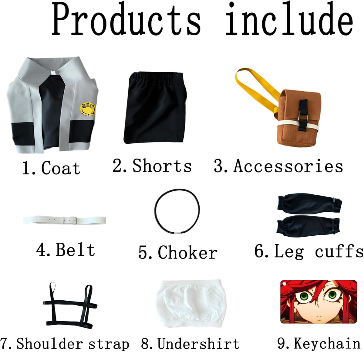 Gachiakuta Cosplay Riyo Full Set Anime Costume Women Jacket With Wig | Gachiakuta Anime Costume Outfit Riyo Reaper Full Set Cosplay Women Short Coat with Black Shoulder Straps for Halloween