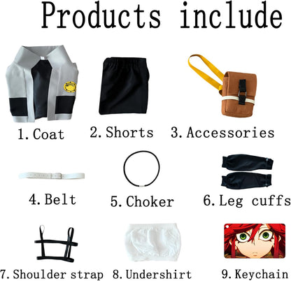 Gachiakuta Cosplay Riyo Full Set Anime Costume Women Jacket With Wig | Gachiakuta Anime Costume Outfit Riyo Reaper Full Set Cosplay Women Short Coat with Black Shoulder Straps for Halloween
