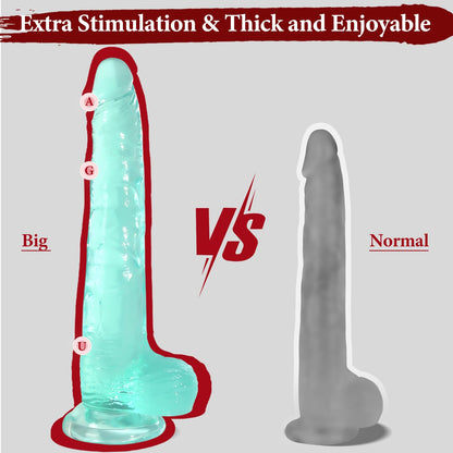 Big Dildo, 11.61 Inch Clear Dildos Lifelike Skin-Touching Feeling, Soft Dildo with Strong Suction Cup, Big Size G-spot Penis Sex Toys for Advanced Women and Men Players