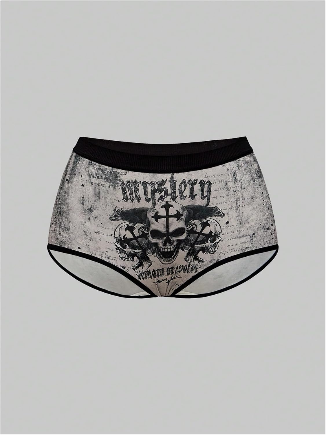 WDIRARA 5 Pack Goth Graphic Panties Boyshorts Mid Rise Shorts Briefs Boxer