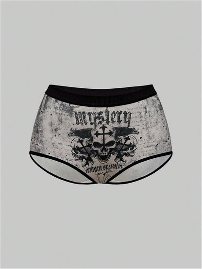 WDIRARA 5 Pack Goth Graphic Panties Boyshorts Mid Rise Shorts Briefs Boxer
