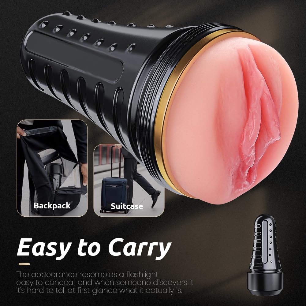 Male Masturbator Realistic Pocket Pussy Vagina Textured with 7.5in Depth Soft and Fleshy Texture,Penis Training Masturbators Sex Machine Toy for Men (Transparent)