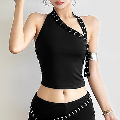 Women Sexy Choker Buckle Halter Neck Crop Tube Top Rave Dance Cami Bandeau Tops